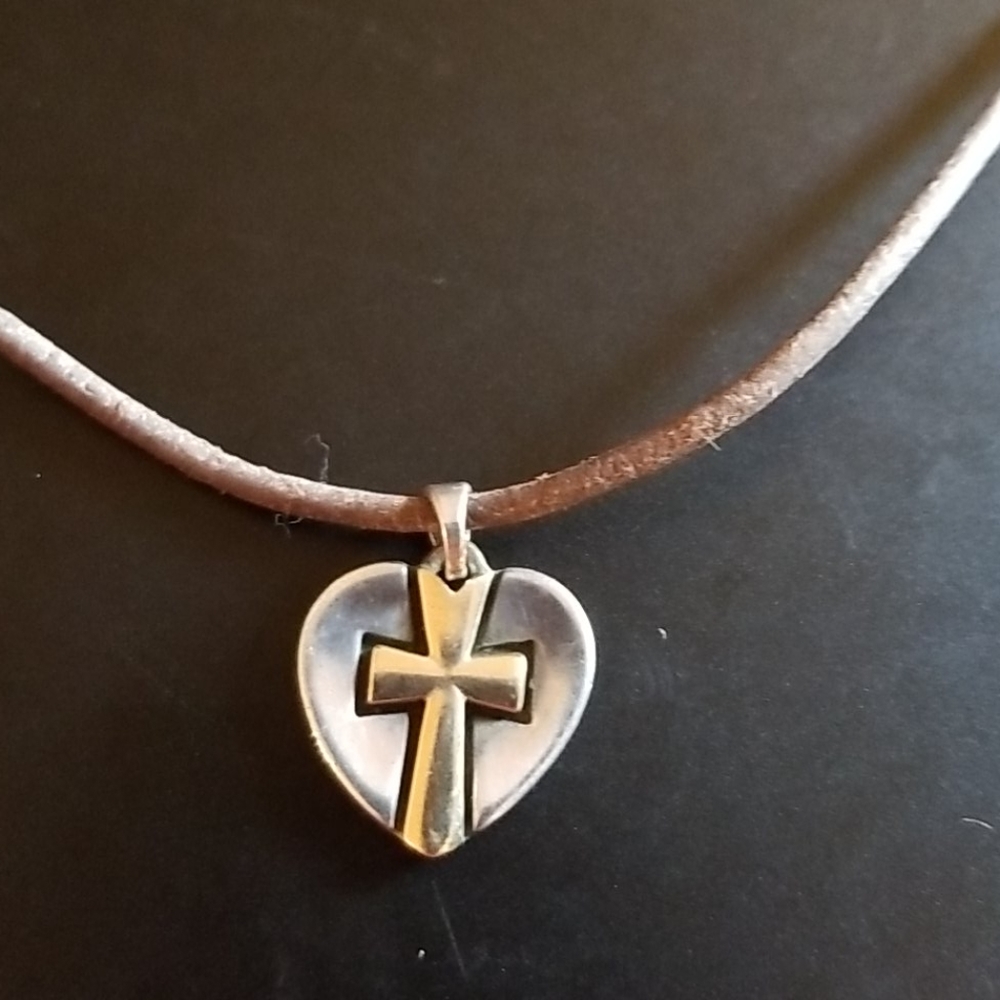 James Avery Cross in Heart charm and necklace